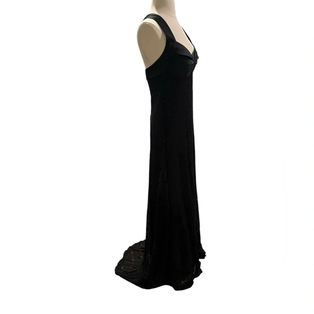 Calvin Klein Black Lace/Satin Floor Length Maxi Ball/Prom Dress-size 2 - Picture 10 of 12